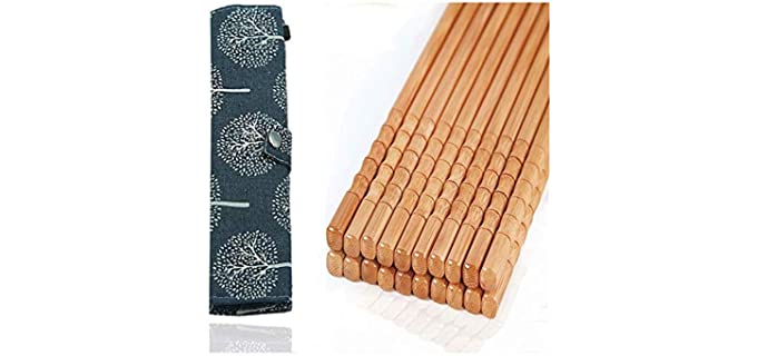 10-Pairs Reusable Bamboo Chopsticks Set, Travel Chopsticks with Case Reusable Chinese Korean Japanese Bamboo Portable Chopsticks Utensil Dishwasher Safe
