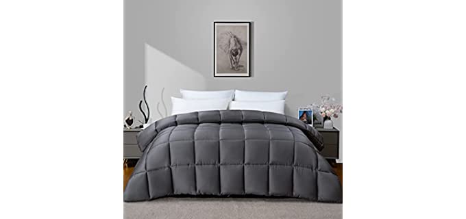 100% Viscose from Cooling Bamboo Comforter for Hot Sleepers-Breathable Silky Soft Bamboo Duvet Insert Twin Size-with 8 Corner Tabs-All Season Comforter (64x88 Inches, Gray)