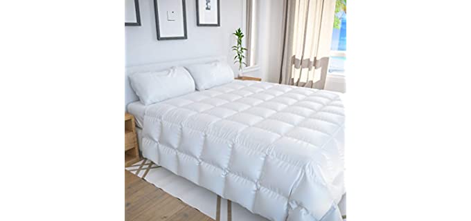 BAMBOO BAY Ultra Soft Down Alternative Comforter Queen Size,Fluffy,Premium Bamboo Shell Comforter, Duvet Insert, Lightweight and Cooling for All Seasons, Washable - 94 x 90 Inches ( White)