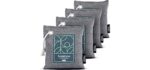 Bamboo Charcoal Air Purifying Bag 4-Pack – Naturally Freshen Air with Powerful Activated Charcoal Bags Odor Absorber – Kid and Pet-Friendly Air Fresheners for Home or Car by House Edition, 4x200g