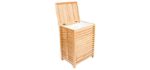 BirdRock Home Folding Bamboo Hamper (Large) - Made of Natural Bamboo - Includes Machine Washable Cotton Canvas Liner