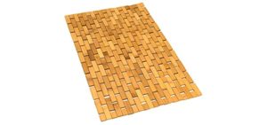 Gonioa Natural Bamboo Bath Mat, Wooden Door Mat Kitchen Floor Rug, Bathroom Shower and Tub Mats, Wooden Bath Mat for Shower, Bath, Spa Or Sauna