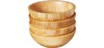 Lipper International Bamboo Wood Salad Bowls, Small, 7