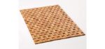 Natural Bamboo Wood Bath Mat - Bathroom and Kitchen Rugs, Bathmat Accessories for Bathtub, Spa, Sauna Floor and Shower Door Step (Lattice, Standard 16x24 Inch)