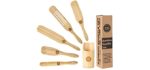 Spurtle Set Bamboo Spurtles Kitchen Tools - Spurtle Wooden cooking Utensils Set - Nonstick Cookware Kitchen tool set- Wooden Spurtle Set 5 spatula with Utensil holder-Wood Spatula Spoons