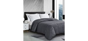Sunyrisy Bamboo Comforter, Queen Size Cooling Lightweight Down Alternative Comforter Duvet Insert, 100% Bamboo Fiber Quilted with 8 Corner Tabs All Seasons Comforter, Dark Grey