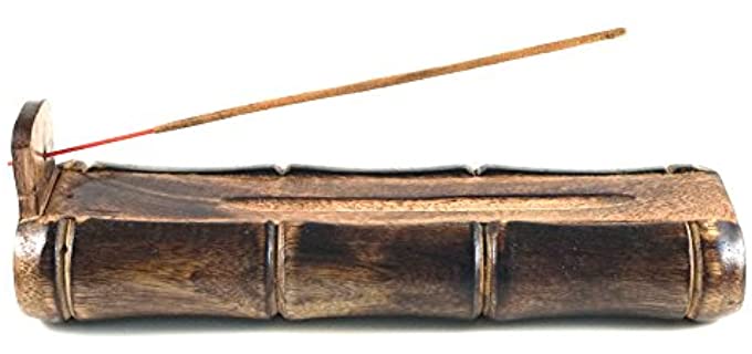 TREELANCE Bamboo Incense Burner Handmade Stick Incense Holder with Craft Storage Box Wood Ash Catcher Sticks Incense Holder Brown Meditation Incense Holders Burners for Sticks Catch all Ashes Gift