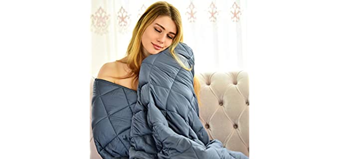WONAP Bamboo Weighted Blanket | 100% Natural Bamboo Cooling with Premium Glass Beads | 15 lbs | 60