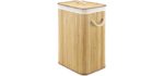 Whitmor Laundry Hamper with Rope Handles Bamboo, 12.25x16.25x23.375, Natural Stain