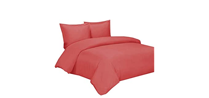 Bamboo Duvet Cover 100% Bamboo Viscose Comforter Cover - Duvet Cover Set with Corner Ties and Button Closer, Full/ Queen Size Coral