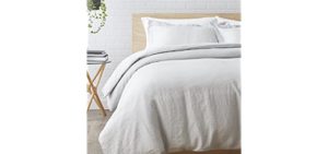 Bamboo Linen High Performance Duvet Cover (Comforter Cover) Set Bamboo Tranquility (White, King/Cal King)