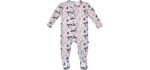 Lev Baby Girls' Bamboo Pajamas - One Piece Zippered Footies - 2 Way Zip - Soft Organic Viscose for Newborn - 2 Years - Charlotte - Floral Butterfly - Size 6-9 Months