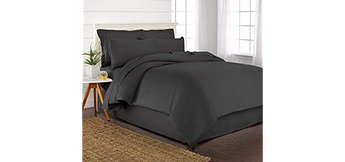 Pure Bamboo King Duvet Cover Set - 100% Organic Bamboo, Luxuriously Soft and Cooling - 3 Piece Set Includes 1 King Button Closure Duvet Cover with Ties, 2 Pillow Sham Covers (King, Charcoal)