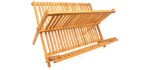 RoyalHouse Bamboo Dish Rack, Collapsible Dish Drainer, Foldable Dish Drying Rack, Wooden Plate Rack, Made of 100% Natural Bamboo