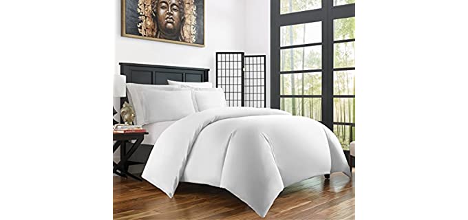 Zen Bamboo Ultra Soft 3-Piece Rayon Derived From Bamboo Duvet Cover Set - Hypoallergenic and Wrinkle Resistant - Full/Queen - White