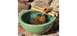 Bamboo Accents Water Fountain for Yard, Indoor/Outdoor Fountain, 12” Wide Three-Arm Style Base, Smooth Split-Resistant Bamboo to Create Your Own Zen Fountain (Container Not Included)