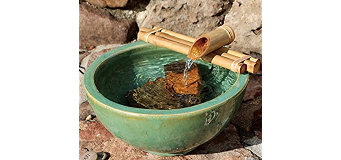 Bamboo Accents Water Fountain for Yard, Indoor/Outdoor Fountain, 12” Wide Three-Arm Style Base, Smooth Split-Resistant Bamboo to Create Your Own Zen Fountain (Container Not Included)