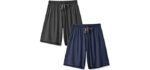 DAVID ARCHY Men's 2 Pack Soft Comfy Bamboo Rayon Sleep Shorts Lounge Wear Pajama Pants (M, Dark Gray/Navy Blue)
