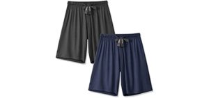 DAVID ARCHY Men's 2 Pack Soft Comfy Bamboo Rayon Sleep Shorts Lounge Wear Pajama Pants (M, Dark Gray/Navy Blue)