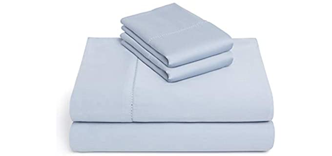 Pure Sleep Cotton Bamboo-Lyocell Blend Eco-Friendly 4 Piece Sheet Set - Softest Bed Sheets and Pillowcases (Queen, Sky Blue)