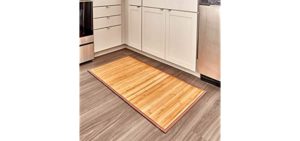 iDesign Formbu Bamboo Floor Mat Non-Skid, Water-Repellent Runner Rug for Bathroom, Kitchen, Entryway, Hallway, Office, Mudroom, Vanity, 24