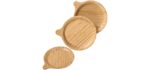 Amslan Bamboo Plate set Round plate Bamboo Reusable Plates Wood Plates Nature Dinnerware Bamboo tableware Bamboo Tray Dinner Plate Snack Plate Fruit Plate Plates 8 Inch 3PCS (Amslan-NL-12)