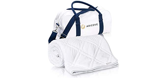 Aricove Cooling Weighted Blanket, 12 pounds, Weighted Blanket Twin Size, 48”x72”, Luxury Bamboo in White, Machine Washable Weighted Throw