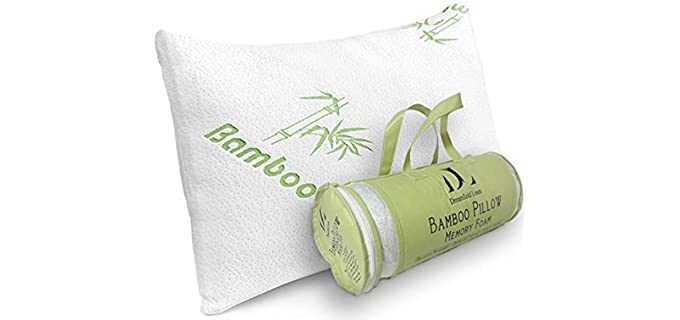 Bamboo Pillow Shredded Memory Foam for Sleeping - Ultra Soft, Cool & Breathable Cover with Zipper Closure - Relieves Neck Pain, Snoring and Helps with Asthma - Back/Stomach/Side Sleeper