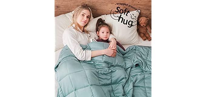 Dornroscn Cooling Bamboo Weighted Blanket with 100% Pure Natural Bamboo Viscose | 20lbs-60’’x80’’-Queen Size Bed for Adults | Cooling Heavy Blanket Premium Glass Bead for Hot Sleepers, Sea Grass