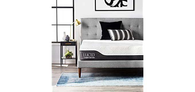 LUCID 12 Inch Full Hybrid Mattress - Bamboo Charcoal and Aloe Vera Infused Memory Foam - Motion Isolating Springs - CertiPUR-US Certified