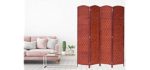 Legacy Decor Room Divider Privacy Screen Bamboo Fiber (Honey, 4 Panel)