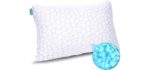 Shredded Memory Foam Pillows for Sleeping Cooling Bamboo Pillow with Adjustable Loft Bed Pillows for Side and Back Sleepers Washable Removable Derived Rayon Cover Queen Size (1-Pack)