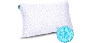 Shredded Memory Foam Pillows for Sleeping Cooling Bamboo Pillow with Adjustable Loft Bed Pillows for Side and Back Sleepers Washable Removable Derived Rayon Cover Queen Size (1-Pack)