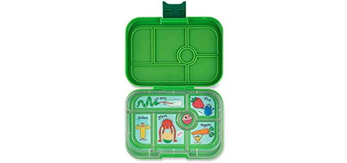 Yumbox Original Leakproof Bento Lunch Box Container for Kids (Bamboo Green Funny Monsters)