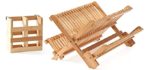 APTWOW Bamboo Dish Drying Rack with Utensil Holder, 3 Tier Collapsible Wooden Dish Drying Rack, Large Widening Bamboo Drying Rack for Kitchen Counter