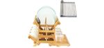 Bamboo Dish Drying Rack Set, 3-Tier Collapsible Bamboo Drainer Dish Drying Rack with Utensil Holder ,Multipurpose Roll-Up Dish Drying Rack