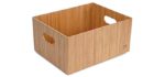 Bamboo Storage Box, 9”x12”x 6”, Durable Bin w/ Handles, Stackable - For Toys Bedding Clothes Baby Essentials Arts & Crafts Closet & Office Shelf