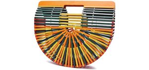 Fashion Bamboo Handbag Handmade Woven Beach bag for Womens (multi-colored)
