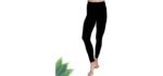 Fenrici 7/8 Ultra-Soft Bamboo Leggings for Women, Wide Waistband, Lightweight, Breathable, Luxurious Lounge Leggings, (Black, Large)
