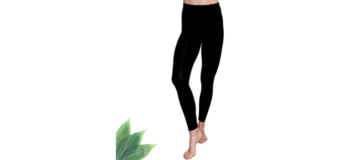 Fenrici 7/8 Ultra-Soft Bamboo Leggings for Women, Wide Waistband, Lightweight, Breathable, Luxurious Lounge Leggings, (Black, Large)