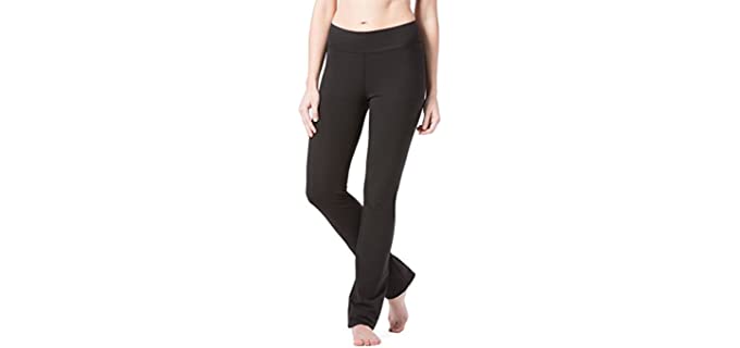 Fishers Finery Women's Straight Leg Yoga Pant with Pockets (Black, L)