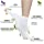 Hugh Ugoli Women's Loose Diabetic Ankle Socks, Bamboo, Wide, Thin, Seamless Toe and Non-Binding Top, 4 Pairs, White, Shoe Size: 6-9