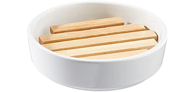 Kela Natura 18585 Soap Dish Bamboo/Ceramic White