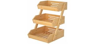 Large 3 Tier Bamboo Fruit Basket – Fruit Stand for Kitchen Countertop – Fruit Holder For Kitchen – Perfect for Bread, Vegetables, Produce, Home Storage and Display