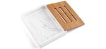 Luxspire Soap Dish Tray+Bathroom Vanity Tray, Resin Soap Dish, Bamboo Soap Bar Holder Box for Shower Kitchen Sink, Vanity Countertop Organizer