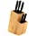 Mantello Bamboo Universal Knife Block Two-Tiered Slot-Less Wooden Knife Stand, Organizer & Holder - Convenient Safe Storage for Large & Small Knives & Utensils - Easy to Clean Removable Bristles