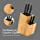 Mantello Bamboo Universal Knife Block Two-Tiered Slot-Less Wooden Knife Stand, Organizer & Holder - Convenient Safe Storage for Large & Small Knives & Utensils - Easy to Clean Removable Bristles