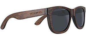 Polarized Wood Sunglasses for Men Women - Bamboo Wood Sunglasses with Wood Case (Black)