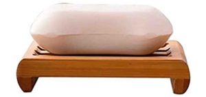 QMM Soap Holder Soap Dish Bamboo 3 Pack Bar Soap Savers for Bathroom Kitchen Soap Tray Self Draining