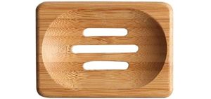 SFYSP Soap Box - Bamboo Soap Dish Round Rectangular Bamboo Soap Dish Storage Holder Dry Drain Storage Tray Tray Bathroom